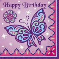 Sparkle Princess Beverage Napkins - Happy Birthday