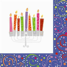 Hanukkah Playful Menorah Beverage Napkins
