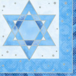 Hanukkah Shimmering Star Beverage Napkins