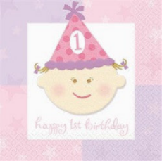 1st Birthday Girl - Beverage Napkins