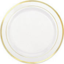 Plates - Plastic - Elegant White Glossy Finish - 6.25" - 20
