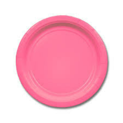 Plates - Paper -  Bright Pink - 7" - Qty: 16