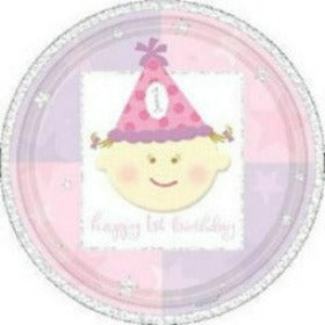 1st Birthday Girl - Plates 9"