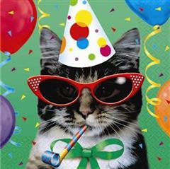 Cat's Meow - Beverage Napkins  - Birthday