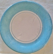 Plates - Paper - Blue Trim - 9" - Qty: 8
