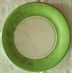 Plates - Paper - Green Border - 9" - Qty: 8