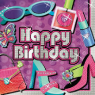 Glitzy Girl - Beverage Napkins - Birthday