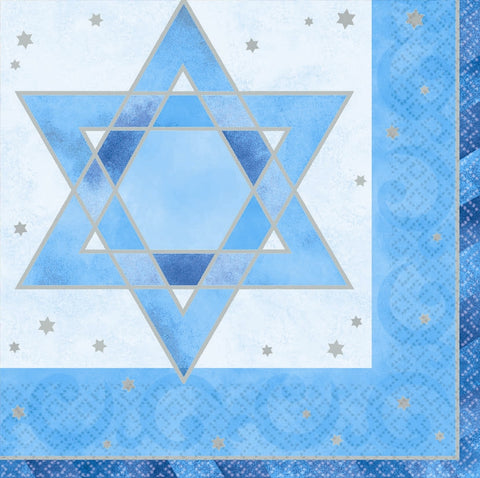 Hanukkah Shimmering Star Lunch Napkins
