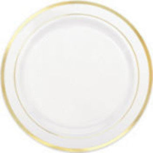 Plates - Plastic - Elegant White Glossy Finish - Round - 10.25" - 10