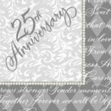 Platinum Wishes - Beverage Napkins - 25th Anniversary