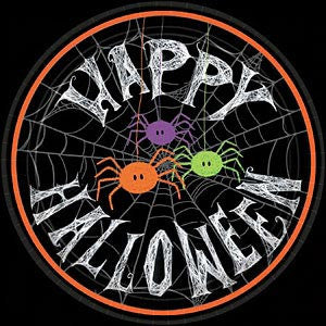 Halloween Spider Frenzy Paper Plates-9"