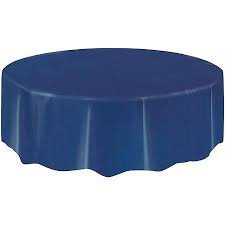 Solid Table Cover - Plastic - Round - Navy