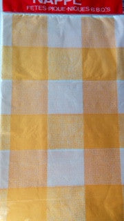 Table Cover Plastic Yellow Squares Round